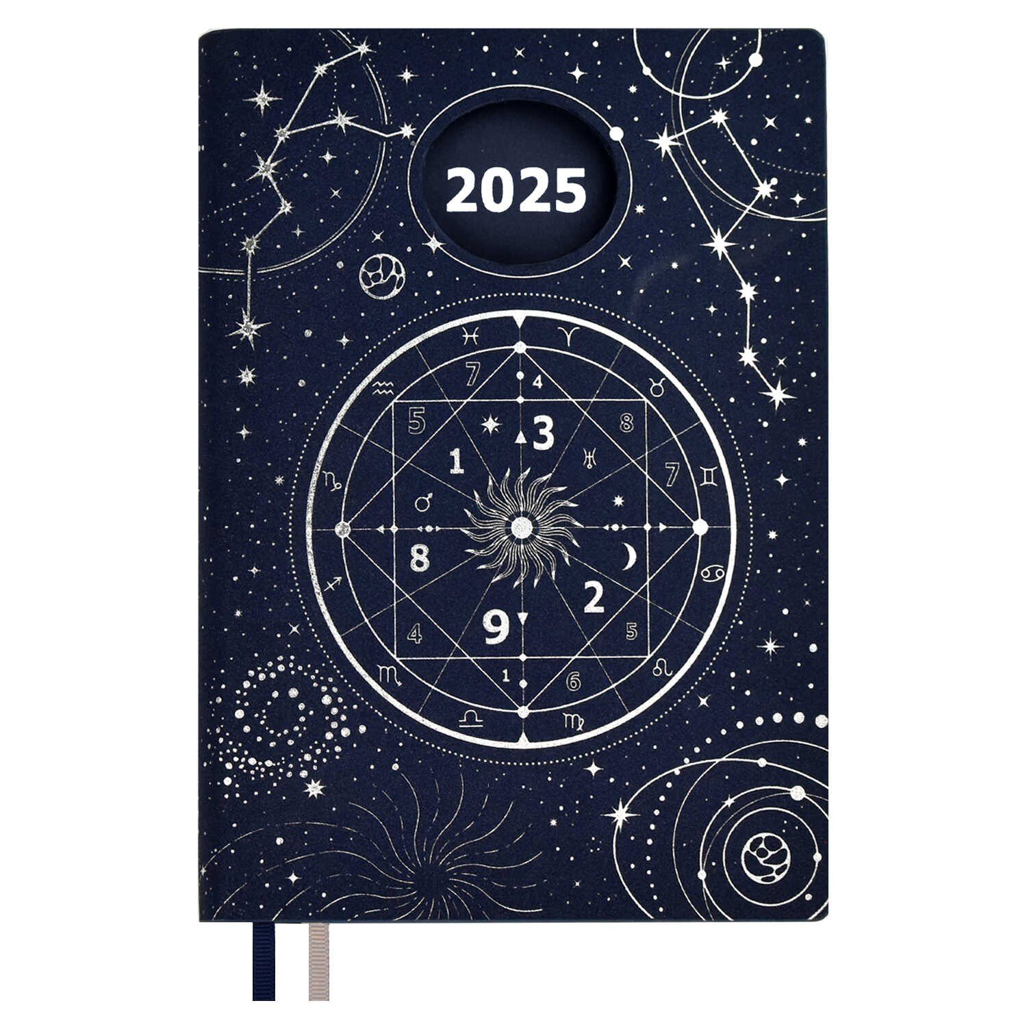 

Ежедневник дат. 2025г. А5 184л Нумеролог "Шиммер" синий, кожзам, мягк.переплет, тисн. фольгой, офсет, ляссе