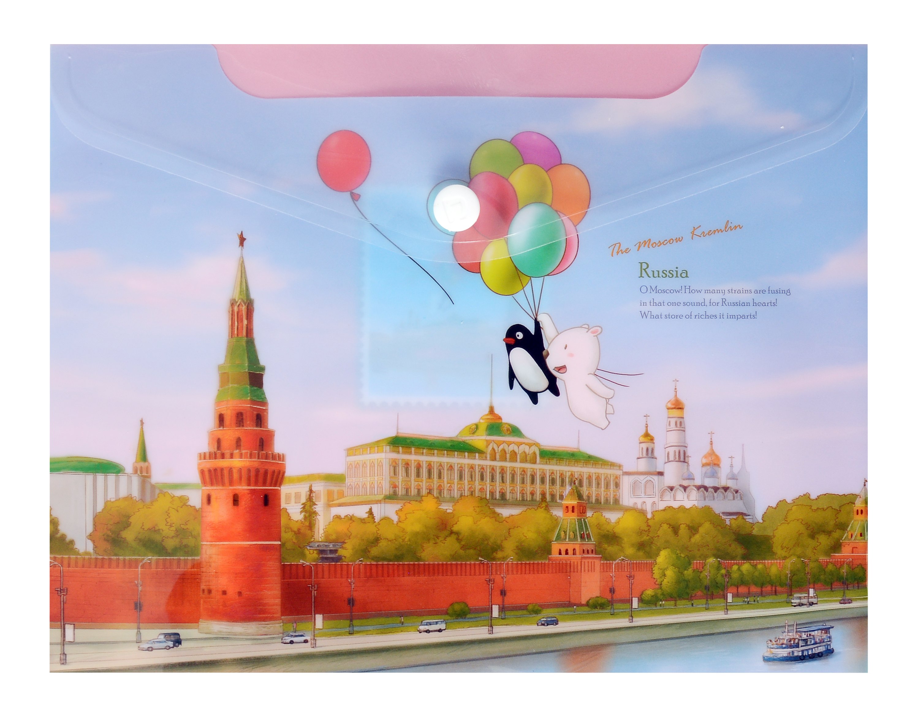 

Папка-конверт А5 на кнопке Москва "Кремль", пластик, Comix