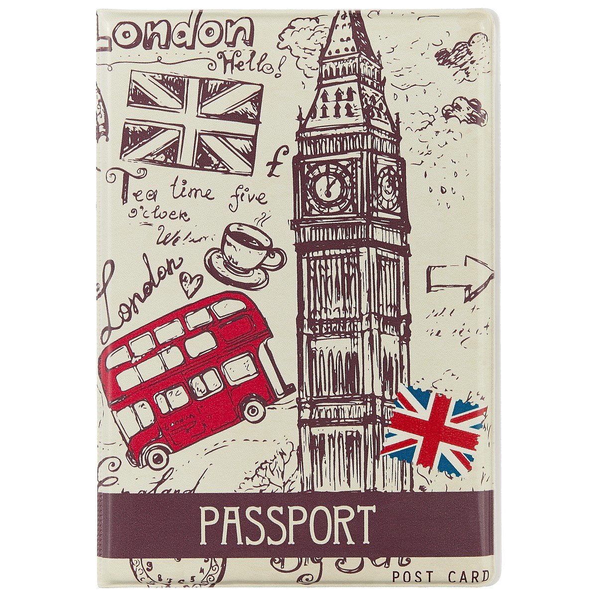 

Обложка для паспорта London Зонтик шляпа усы (ПВХ бокс)