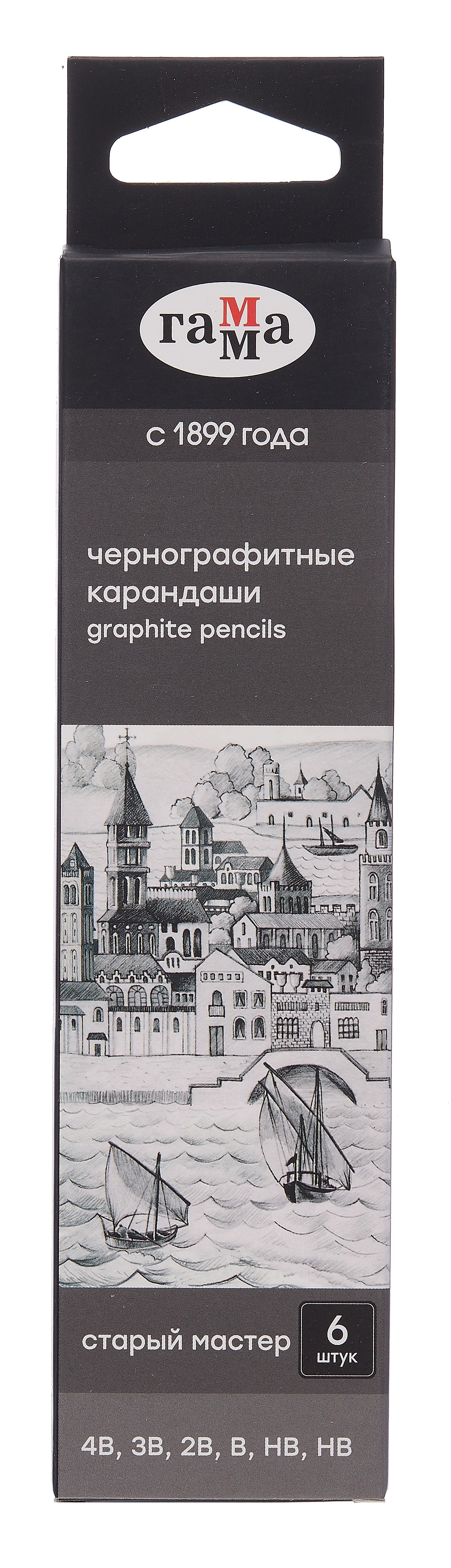 

Карандаши ч/гр 06шт "Старый мастер" 4B, 3B, 2B, B, HB, HB, к/к, ГАММА