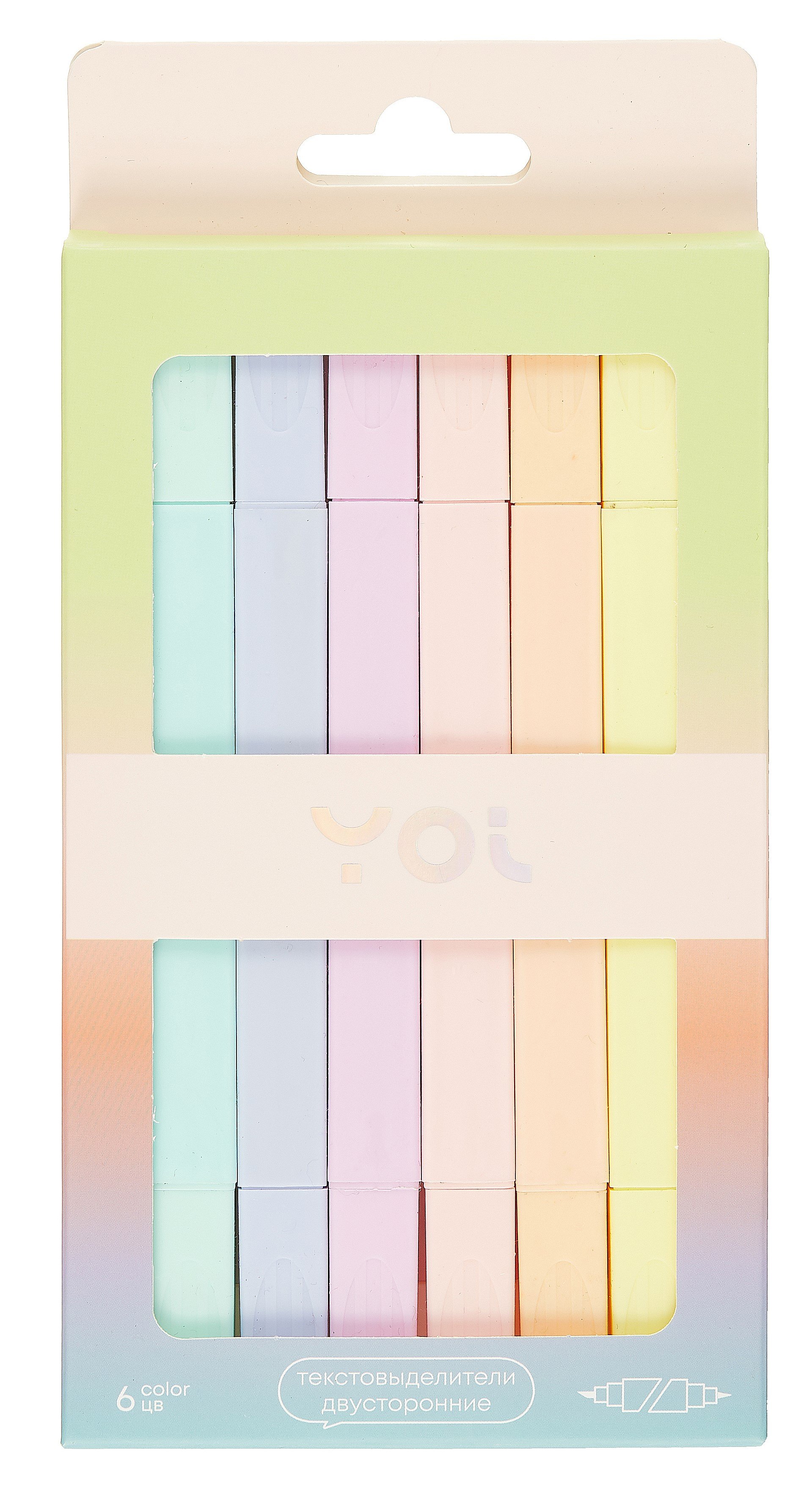 

Текстовыделители Yoi, Sunset, двухсторонние 6 цветов