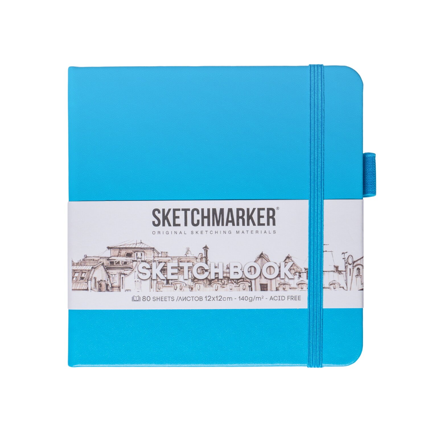 

Скетчбук 12*12 80л "Sketchmarker" синий неон, 140г/м2, слоновая кость, тв.обл.