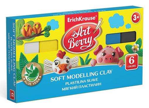 

Пластилин 06цв 120гр с Алоэ Вера, стек, к/к, Art Berry