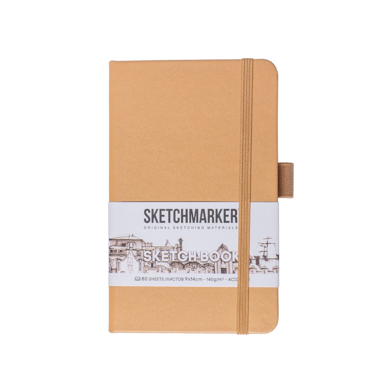 

Скетчбук 9*14 80л "Sketchmarker" капучино, 140г/м2, слоновая кость, тв.обл.