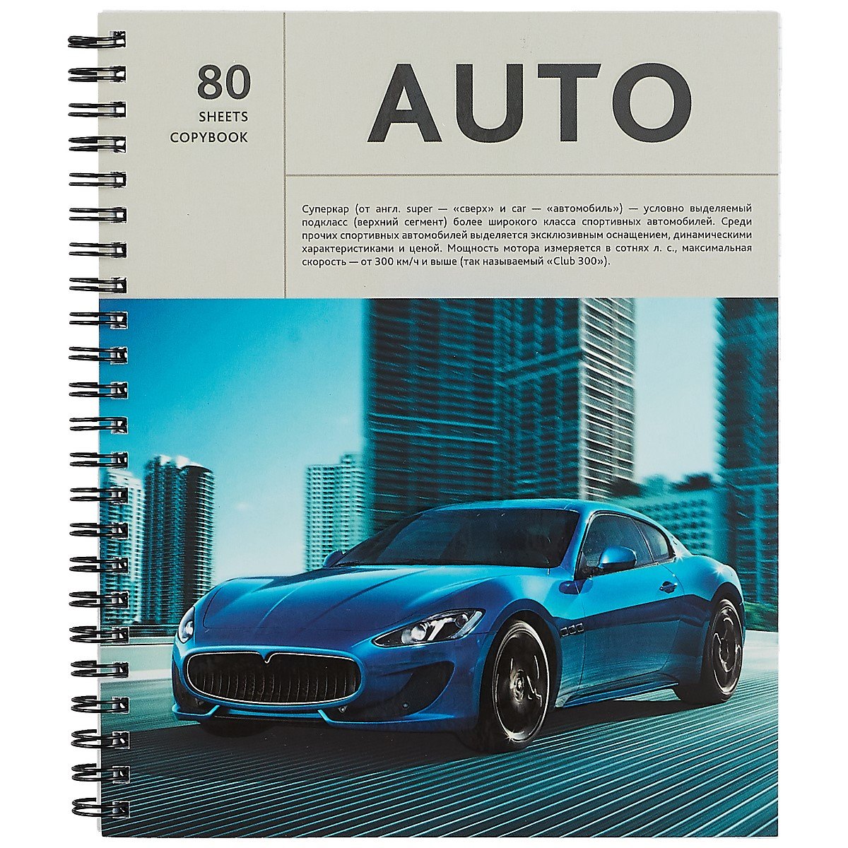 

Тетрадь в клетку Listoff, Auto, 80 листов, в ассортименте