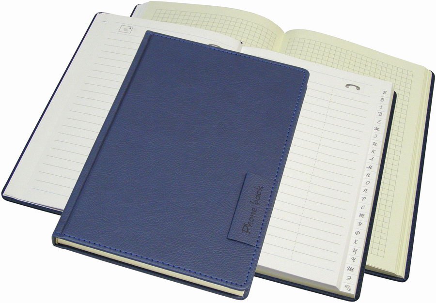 

Алфавитная книга А5,104 листа, синяя, кожзам