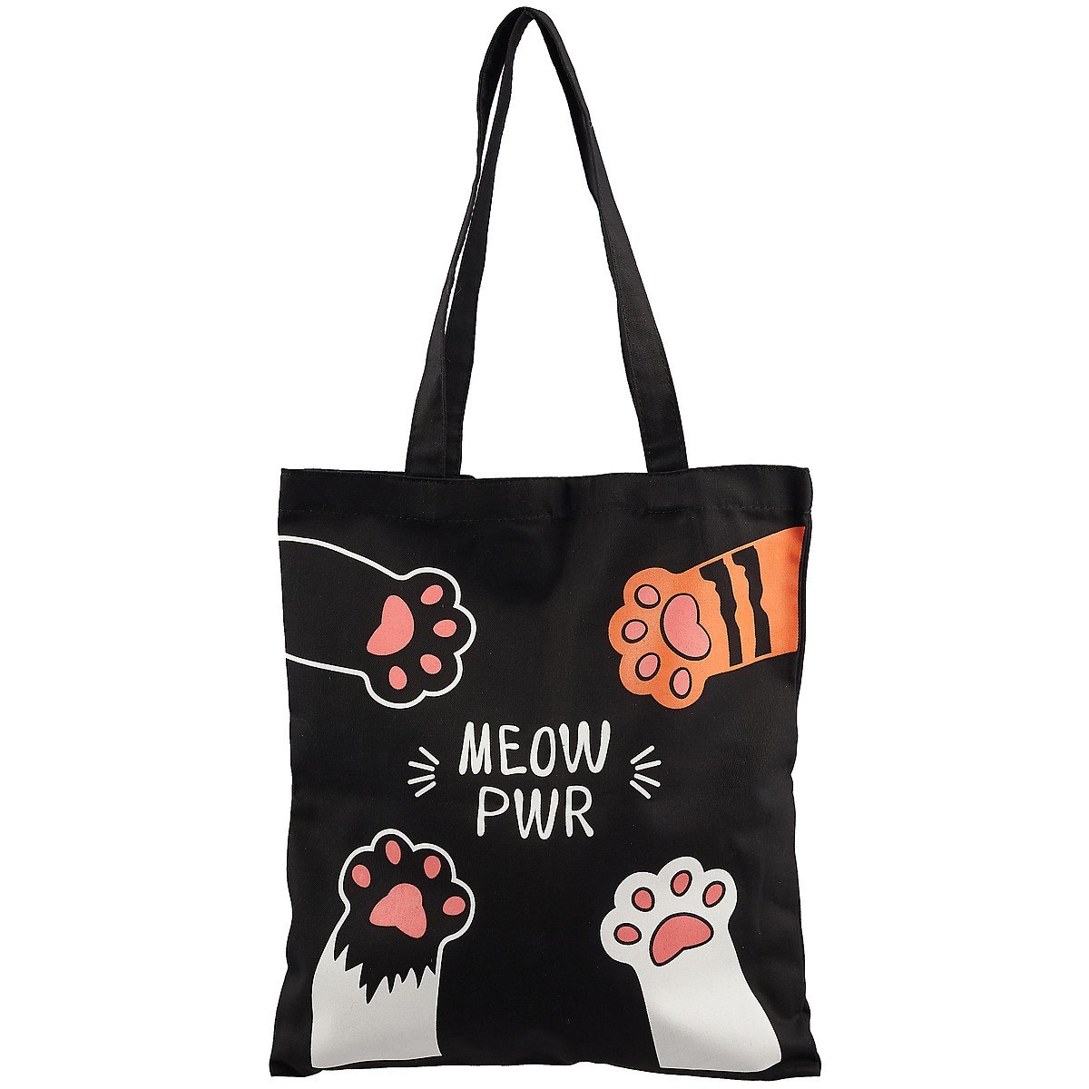 

Сумка-шоппер Meow power: Кошачьи лапки черная, текстиль, 40см.*32см., с 2 ручками