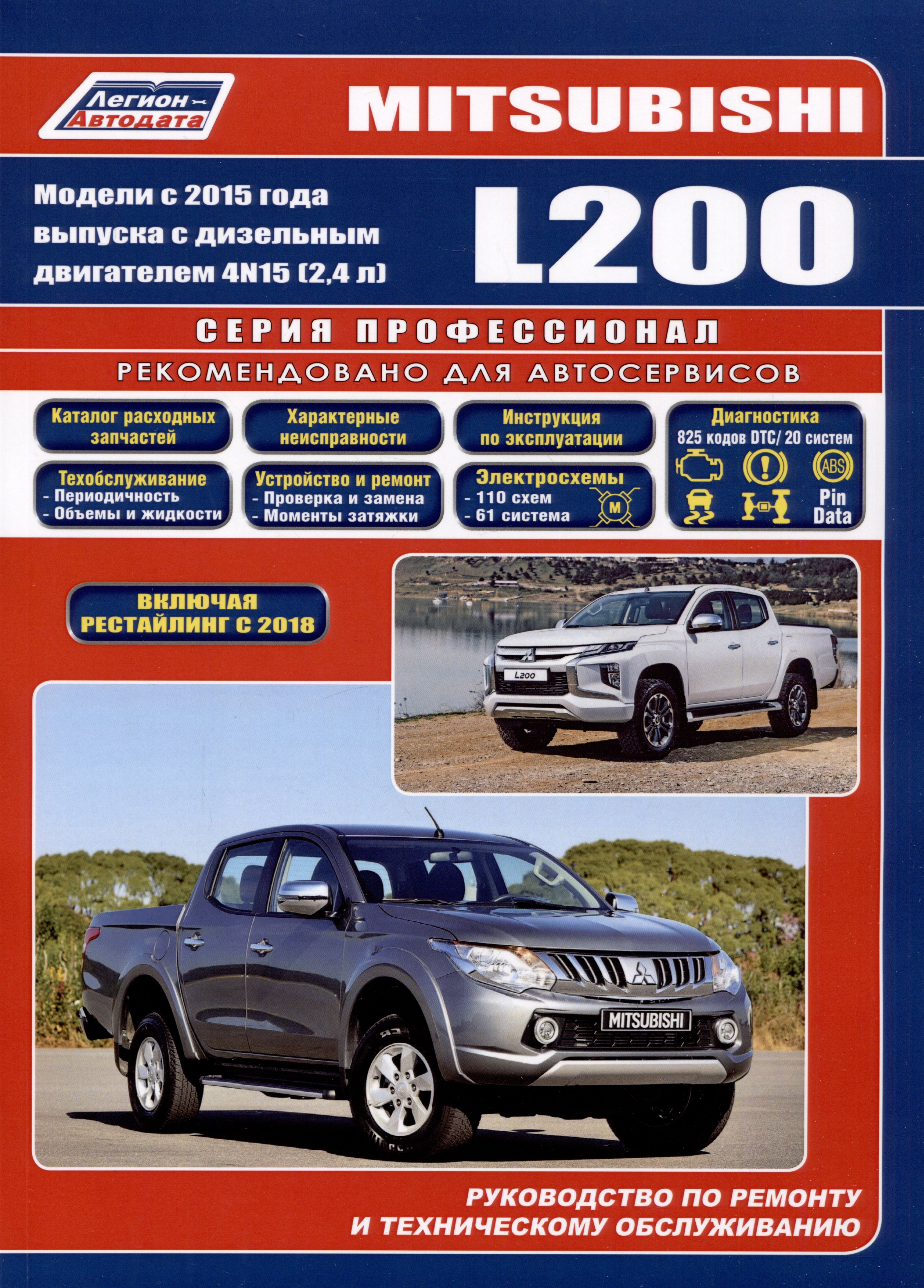 

Mitsubishi L200. Модели 2015 года выпуска с дизельным двигателем 4N15 (2.4 л). Включая рестайлинговые модели с 2018 года выпуска