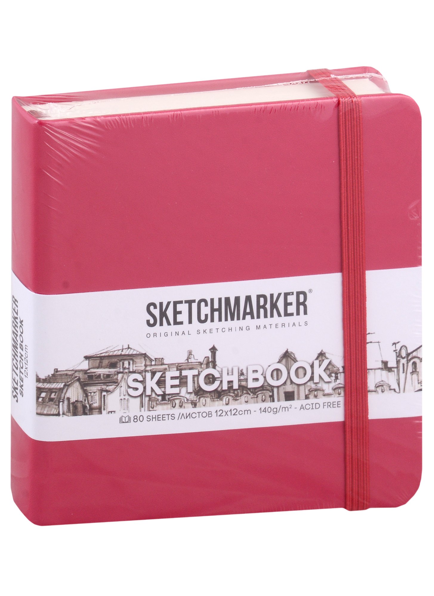 

Скетчбук 12*12 80л "Sketchmarker" фуксия, нелинованн. 140г/м2, слоновая кость, тв.обл.