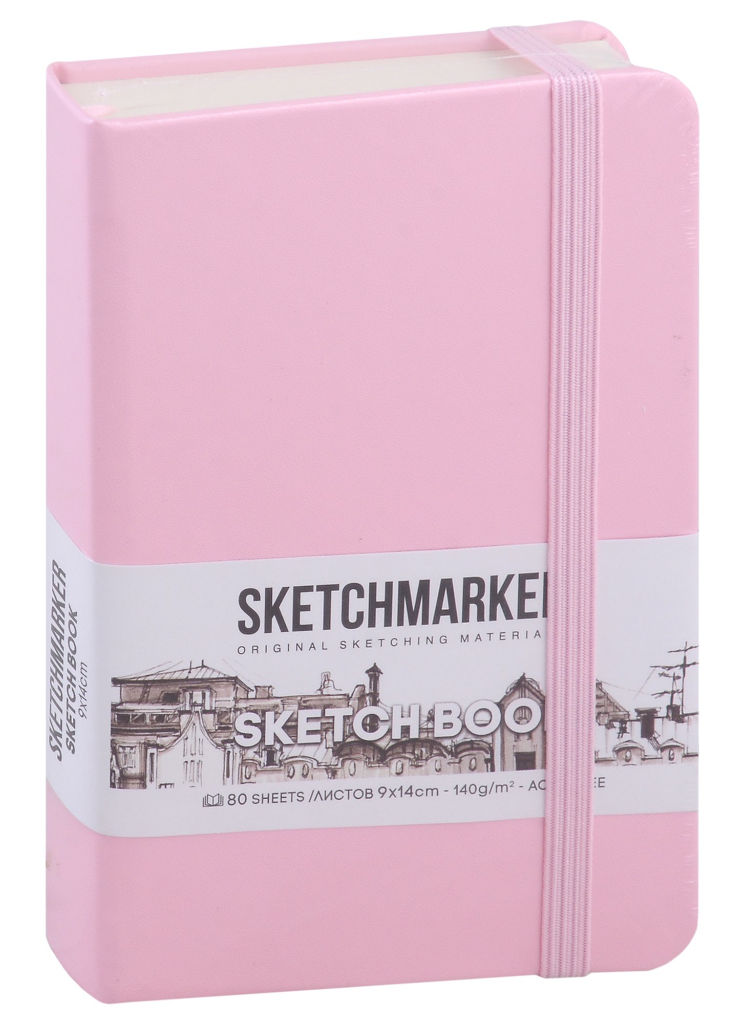 

Скетчбук 9*14 80л "Sketchmarker" розовый, 140г/м2, слоновая кость, тв.обл.