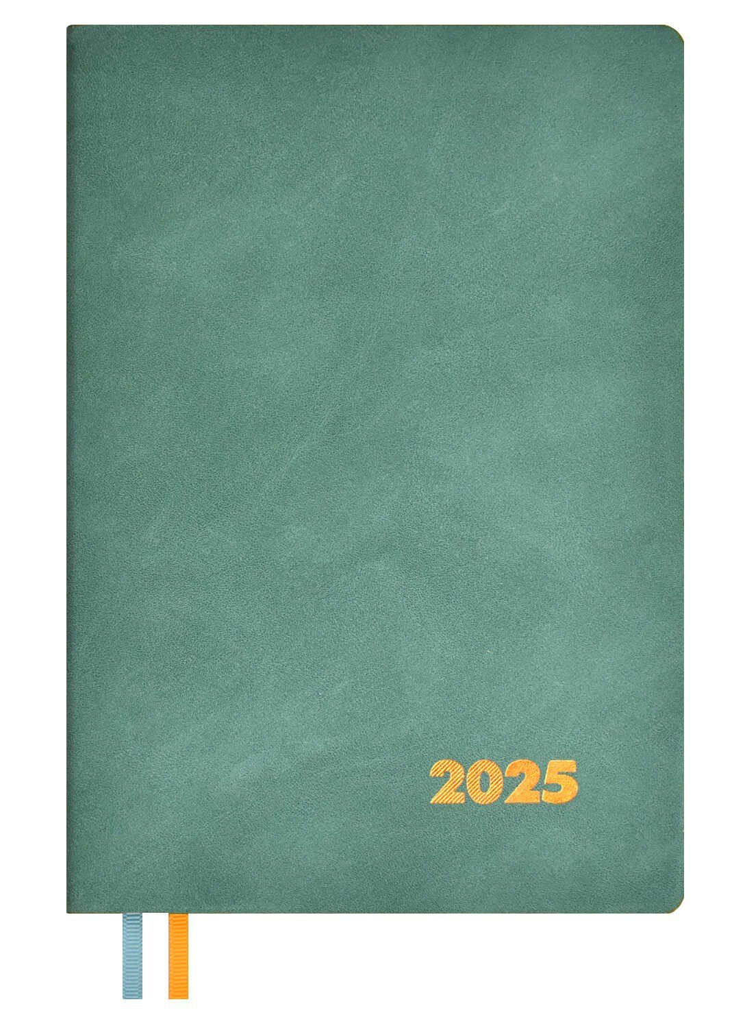 

Еженедельник дат. 2025г. А5+ 80л 157х225 "Нубук" бирюзовый, кожзам, мягк. переплет, тисн. фольгой, офсет, ляссе