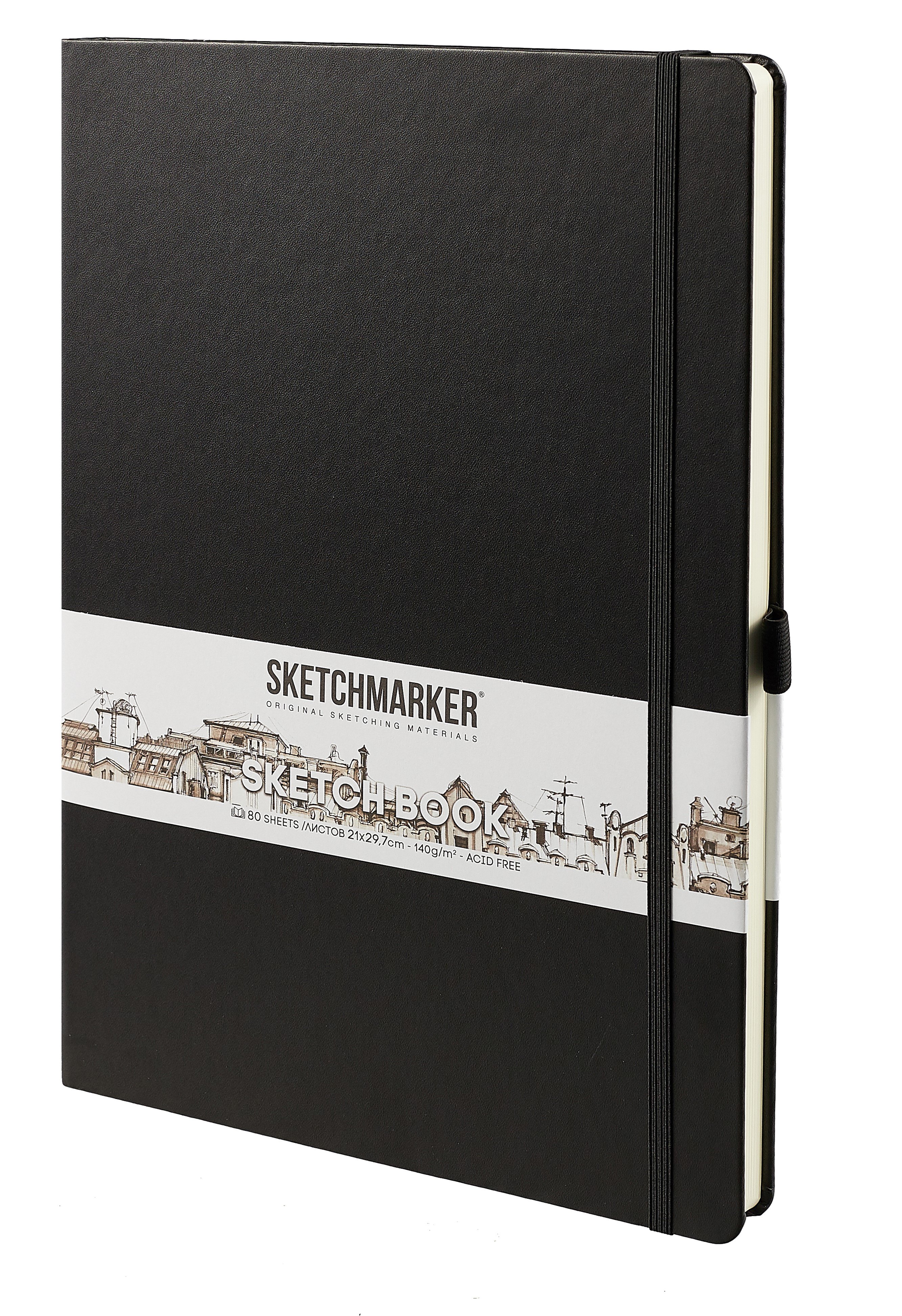 

Скетчбук 21*29.7 80л "Sketchmarker" черный, нелинованн. 140г/м2, слоновая кость, тв.обл