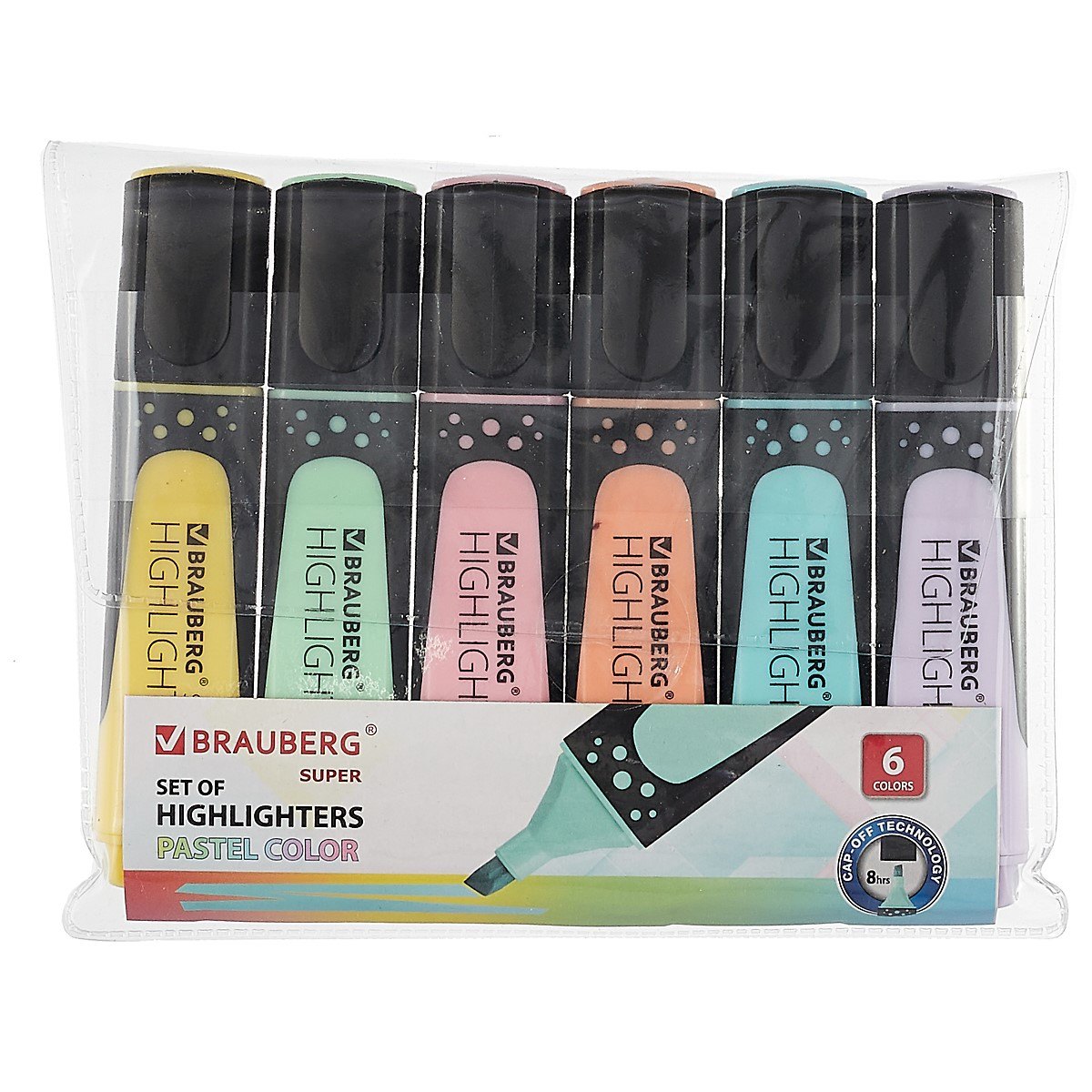 

Текстовыделители Brauberg, Super Pastel, 1-5 мм 6 штук