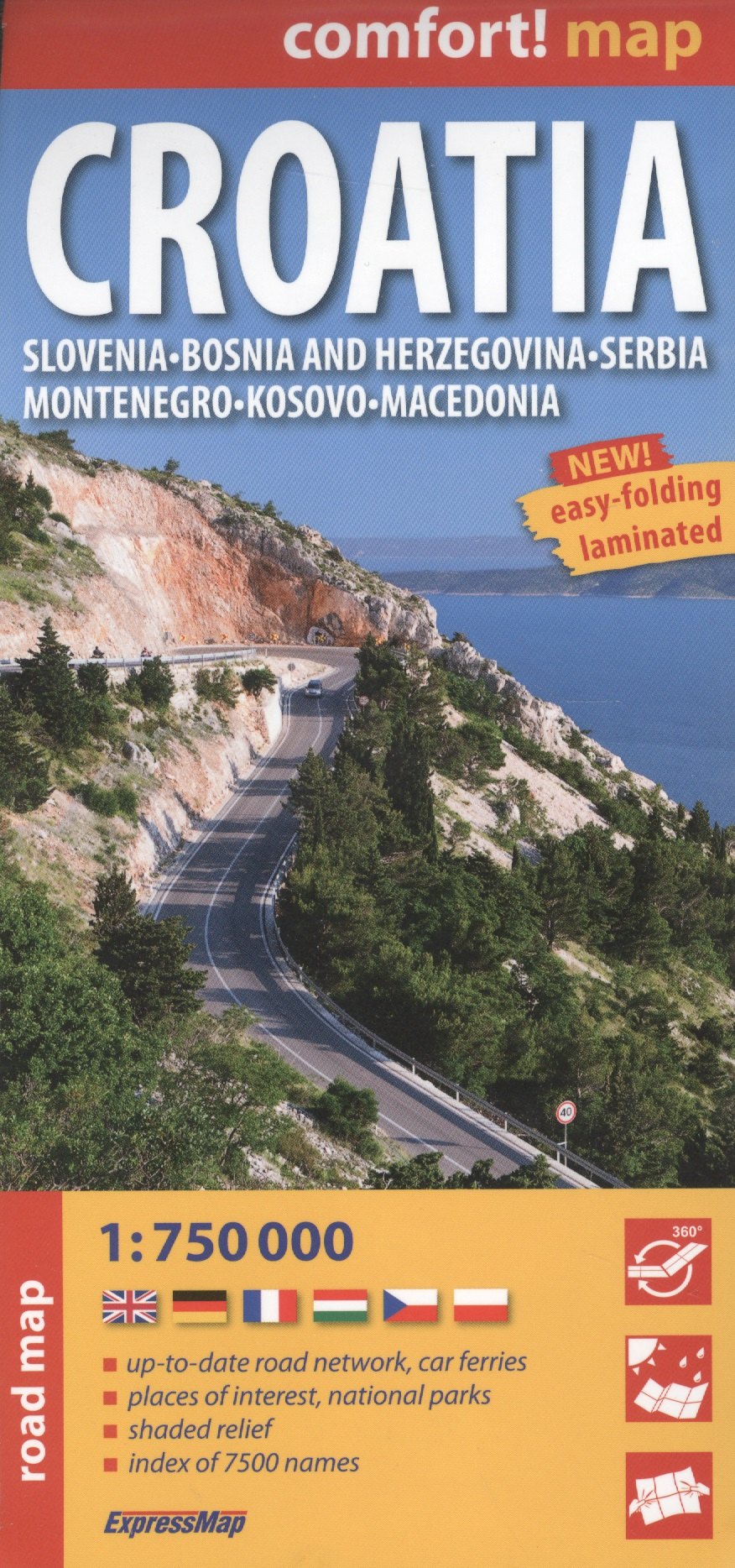 

Croatia Ламинированная карта (1:750 000) (м) (раскладушка) (иностр. яз)