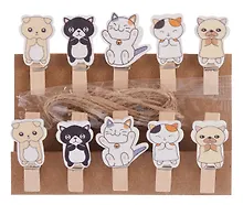 Купить Прищепки декоративные с веревкой Котики (10шт) — Фото №1