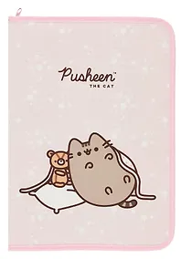 Купить Папка для тетрадей А4 "Pusheen" 32,5*23*2,5, розовая, пластик, молния с трех сторон — Фото №1