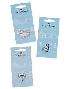 Купить Набор металлических значков (3шт.) (Значок СПб Мосты и сердце Значок СПб Нерпа Значок СПб Чайка) (Подарок из Петербурга) (металл) — Фото №1