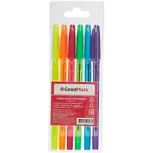 Купить Ручки шариковые GoodMark, 6 цветов 0,7 мм — Фото №1