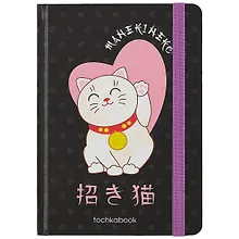 Купить Книга для записей А5 72л тчк. "Японская кошка" 7БЦ, резинка — Фото №1