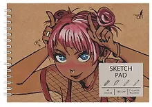 Купить Скетчбук 140*200 40л "Милашка" 120 г/м2, крафт. картон, выборочный лак, евроспираль — Фото №1