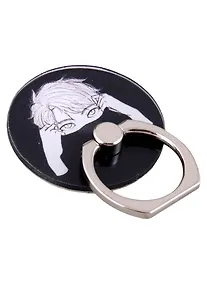 Купить Держатель-кольцо для телефона Аниме Синтонимы Персонаж с воротником (ч/б) (Медина Мирай) (металл) (коробка) — Фото №1