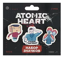 Купить Набор значков Atomic heart Атомное противостояние (дерево) (3 шт) — Фото №1