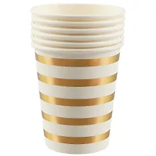 Купить Набор бумажных стаканов Золотые полоски (6 шт) (12-01582-B1) — Фото №1