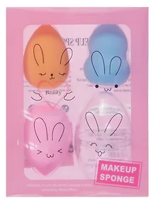 Купить Набор спонжей для макияжа Кролик (3 шт и футляр) (розовый) (16х12) (ПВХ бокс) (12-27118-2) — Фото №1