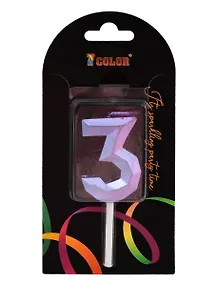 Купить Свеча для торта Цифра 3 Градиент  (4см) (блистер) (12-7color-candle_31) — Фото №1