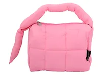 Купить Косметичка стеганная с объёмной ручкой (фуксия) (текстиль, PU) (19х13см) — Фото №1