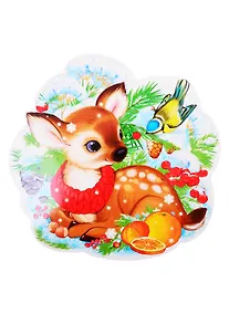 Купить Плакат вырубной А4 "Олененок в дарах зимы" — Фото №1