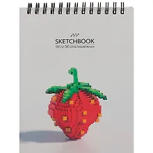 Купить Скетчбук А6+ 125*160 40л "Клубника" белый офсет, 100г/м2, тв.обложка, евроспираль — Фото №1