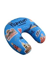 Купить Подушка на шею антистресс «СПб Символы города», (35х35 см), (синий) — Фото №1