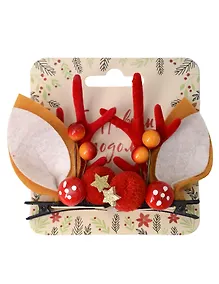 Купить Заколки новогодние Рожки олененка с ушками и ягодами (2шт) (текстиль) (12-6142-HNY20) — Фото №1