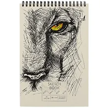 Купить Скетчбук А5+ 30л "Хищный взгляд" белый офсет, 180г/м2, евроспираль — Фото №1