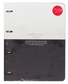 Купить Тетрадь А4 120л кл. "Believe", айвори полоса, на кольцах, сменый блок, обложка кожзам, тиснение фольгой, индивидуальная упаковка — Фото №1