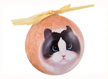 Купить Елочный шар НГ Котик-пушистик (пластик) (7,5 см) (ПВХ Бокс) — Фото №1