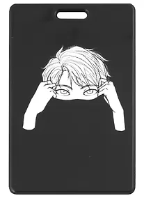 Купить Чехол для карточек вертикальный Аниме Синтонимы Персонаж с воротником (ч/б) (Медина Мирай) (ч/б) (ДК2022-418) — Фото №1