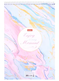 Купить Блокнот А4 96л кл. "Наслаждайся моментом" спираль, жестк.подложка, мел.картон, УФ-лак — Фото №1
