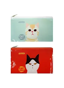 Купить Папка на молнии B6 "Cat family" пластиковая, ассорти, Languo — Фото №1