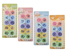 Купить Штампик детский с картинками УШАСТИК, размер 2,5х3,6 см, набор 10 шт, картинка штампа совпадает с картинкой на крышке, блистерная упаковка — Фото №1