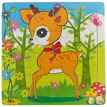 Купить Развивающая рамка Олененок, 15х15 см(дерево) — Фото №1