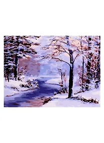 Купить Холст с красками по номерам "Речка зимой", 22 х 30 см — Фото №1