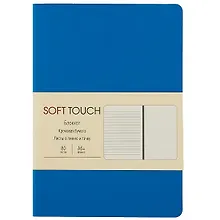 Купить Записная книжка А6 80л "Soft Touch. Космический синий" иск.кожа, инт.обл., лин., тчк., нелин., ляссе, инд.уп. — Фото №1