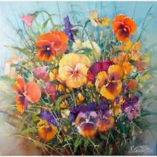 Купить Картина стразами (алмазная мозаика) 30*40см, ОСТРОВ СОКРОВИЩ "Букет с анютками", без подрам., 662574 — Фото №1