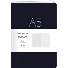 Купить Книга для записей А5 80л лин. "Format" черн.иск.кожа, интегр.переплет, тиснение фольгой, скругл.углы, инд.уп. — Фото №1