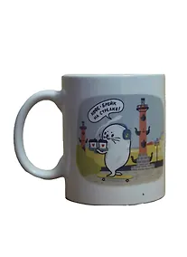 Купить Кружка СПБ Петербургские дела Нерпа и кофе-брейк (керамика) (330мл) (коробка) — Фото №1