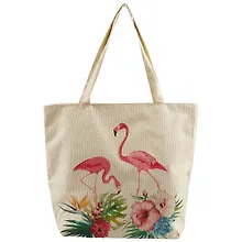 Купить Сумка-шоппер на молнии Фламинго в цветах акварель (43х40) (текстиль) — Фото №1