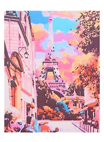 Купить Холст с красками 17х22см по номерам, в коробке (13цв.) Весенний романтичный Париж на закате (Арт. ХК-8127) — Фото №1