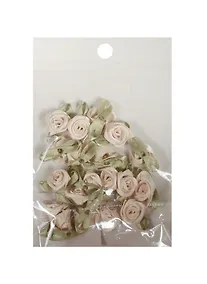 Купить Пришивные розочки с листиками молочные (1,5см)(20шт)(пакет) (11-01055-QS73-6) — Фото №1